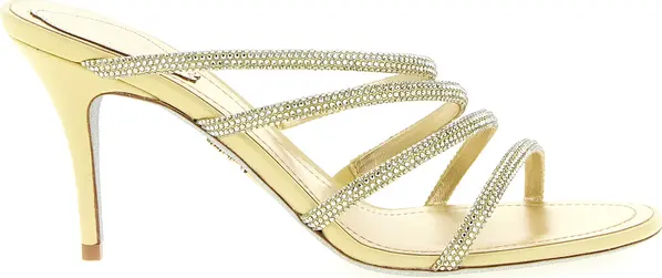 Gold Viscose Stiletto Heel Sandals