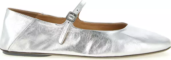Silver Calfskin Ballet Flats