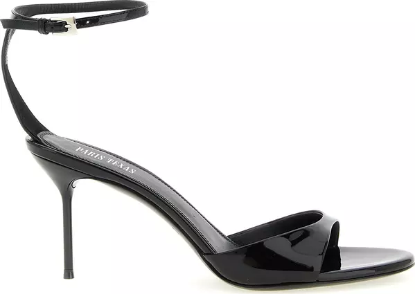 Black Calfskin Stiletto Heel Sandals