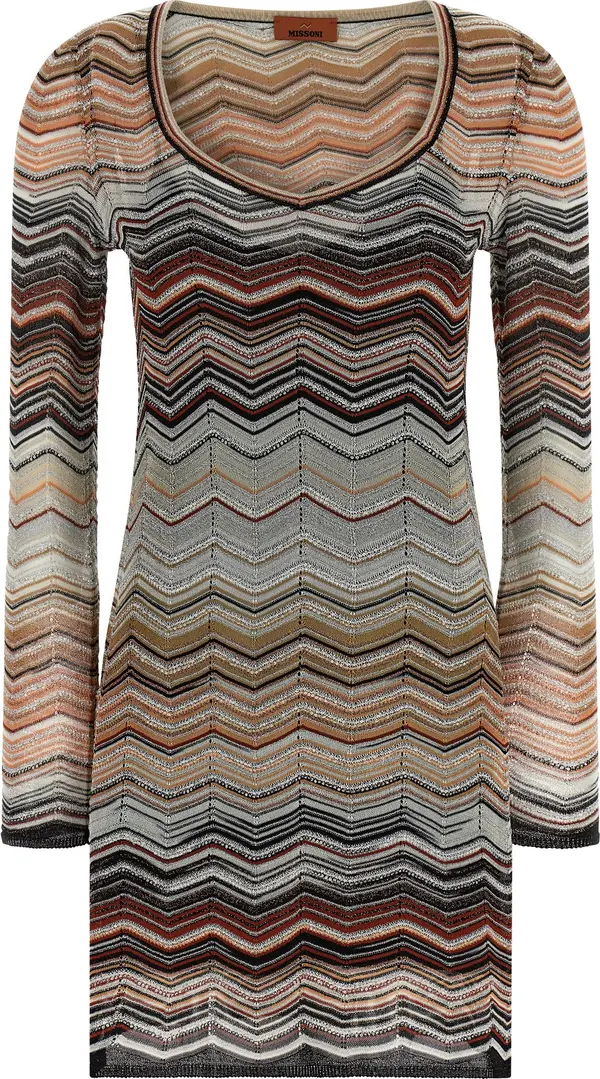 Brown Viscose Short Dress