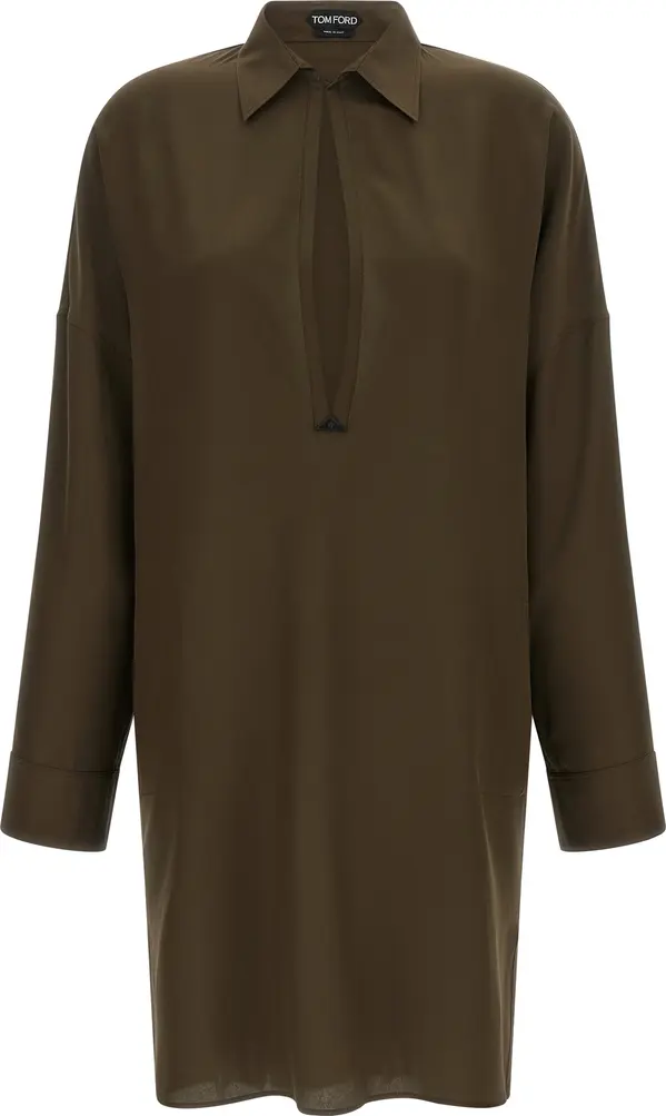 Bicolor Silk Midi Dress