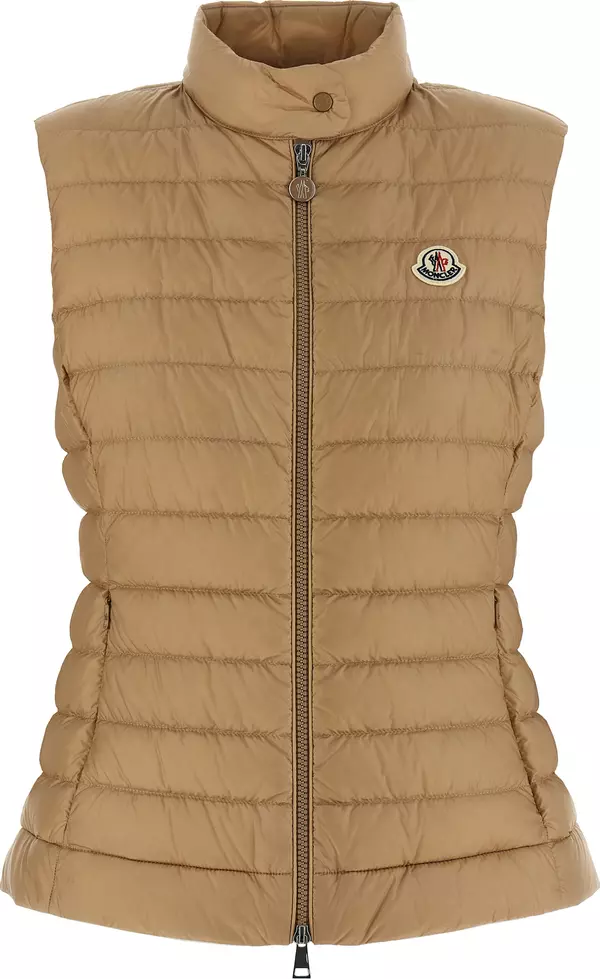 Beige Polyamide Sleeveless Jacket