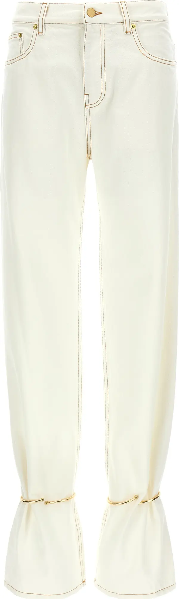 White Cotton Straight-Leg Jeans