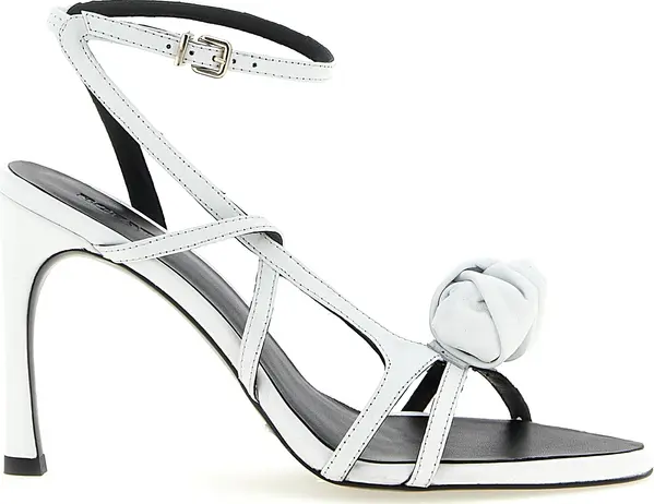 White Calfskin Stiletto Heel Sandals