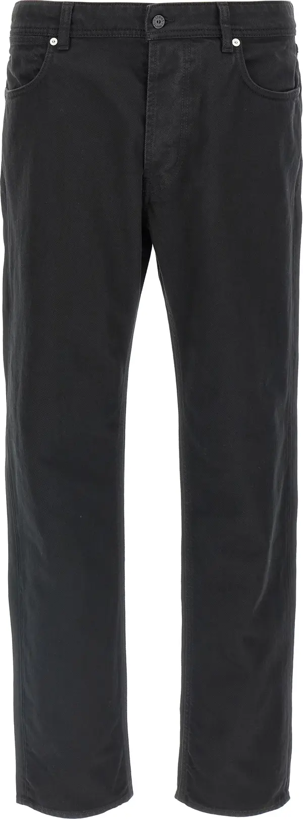 Black Cotton Straight-Leg Jeans
