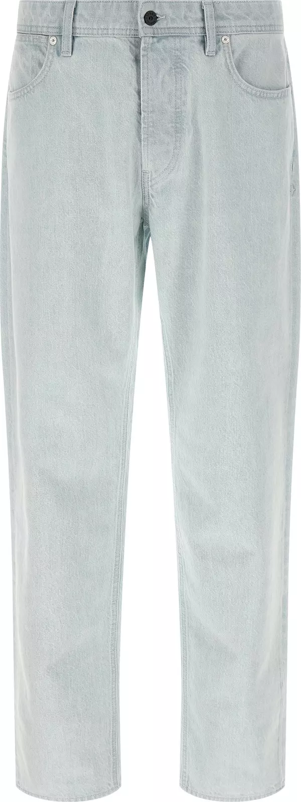 Blue Cotton Straight-Leg Jeans