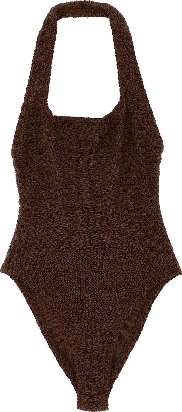 Brown Polyamide One-Piece Swimsuit