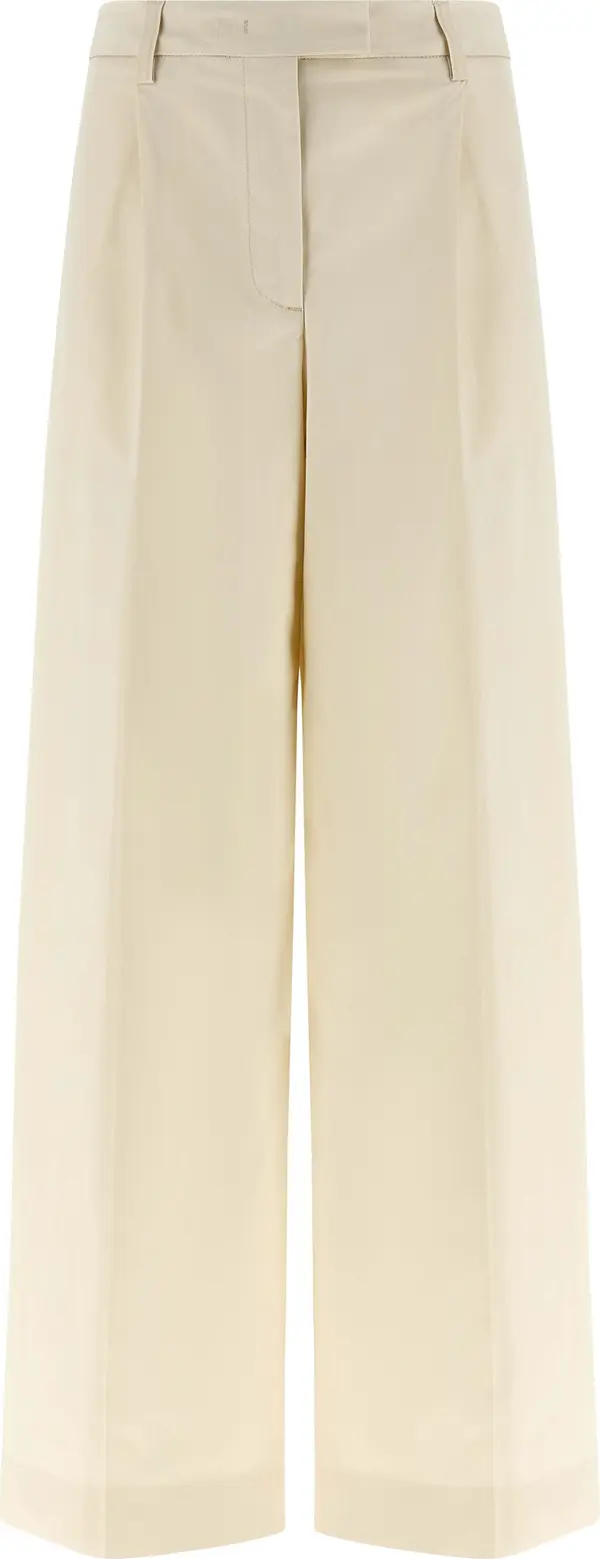 White Cotton Casual Pants