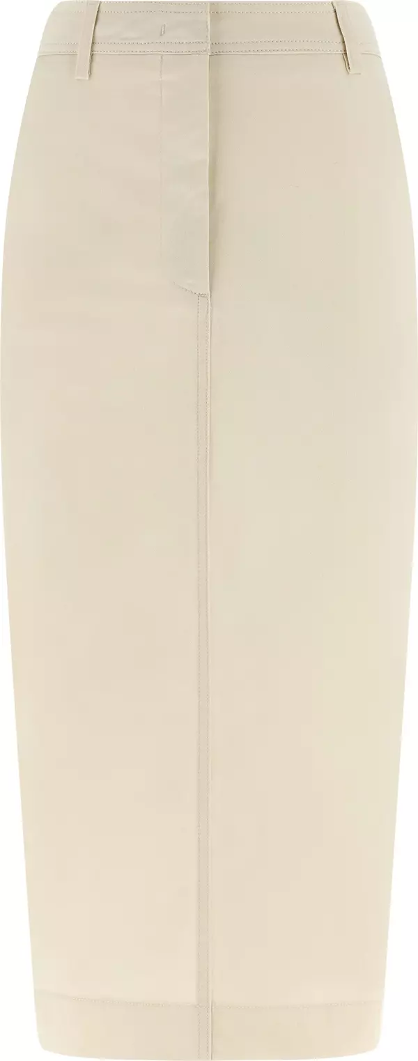 White Cotton Midi Skirt