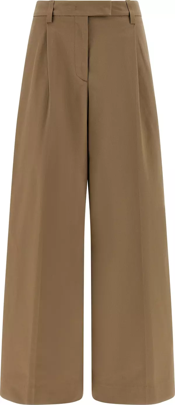 Brown Cotton Casual Pants