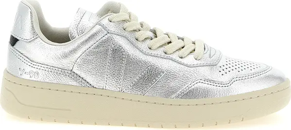 Silver Genuine Leather Low Top Sneakers