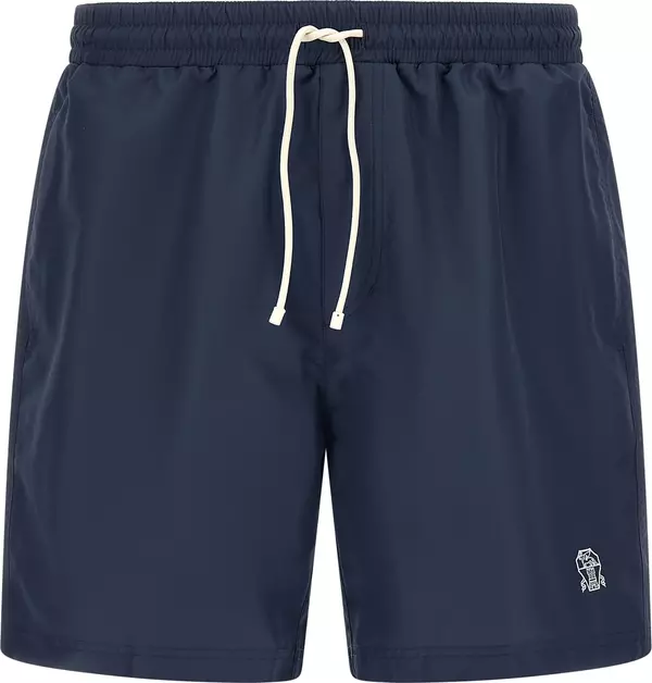 Blue Polyester Swim Shorts