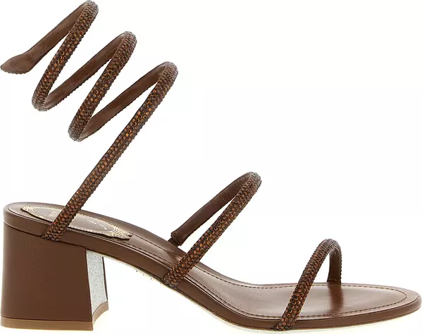 Brown Viscose Strap-On Sandals
