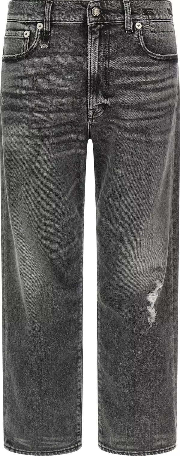 Gray Cotton Boyfriend Jeans