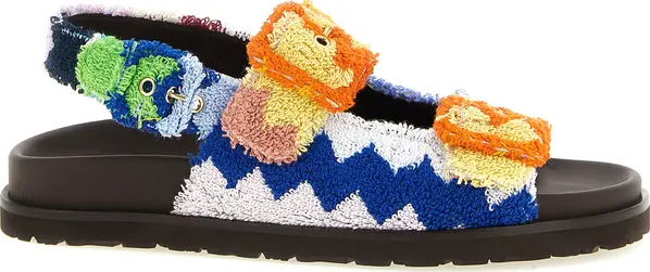 Multicolor Goatskin Flat Sandals