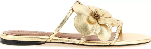 Gold Leather Slides