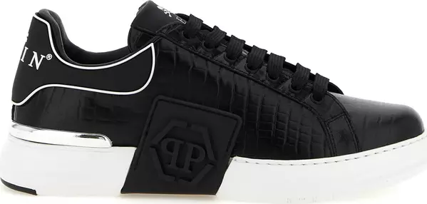 Black Cowhide Low Top Sneakers