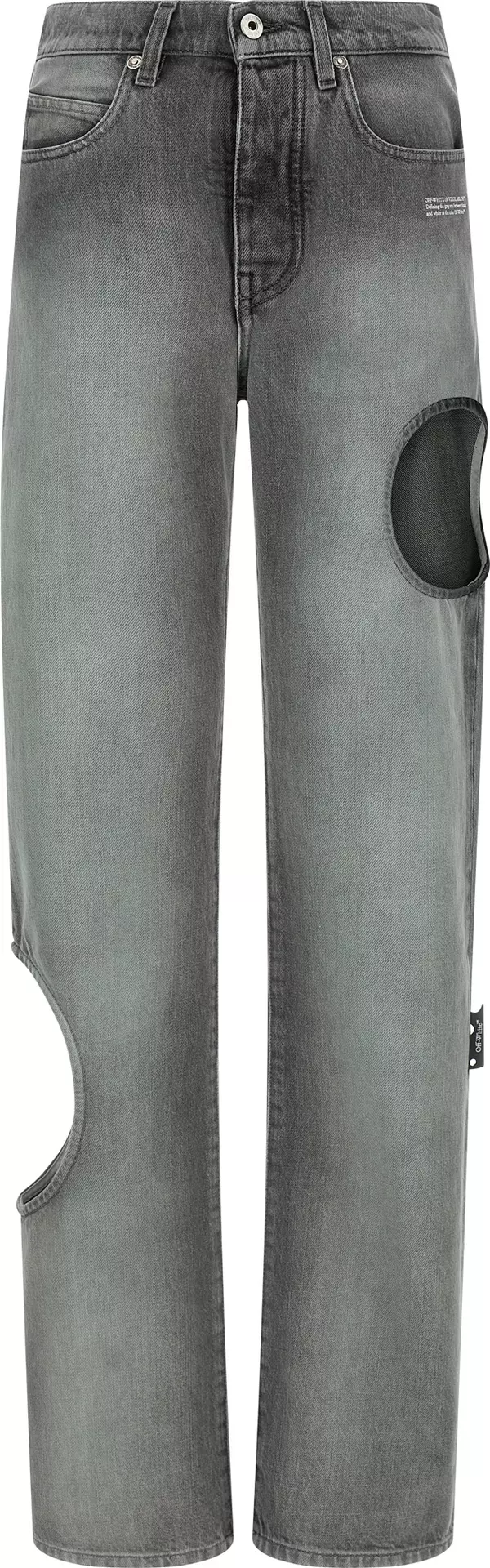 Gray Cotton Straight-Leg Jeans
