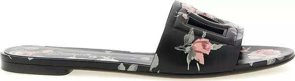Black Calfskin Slides