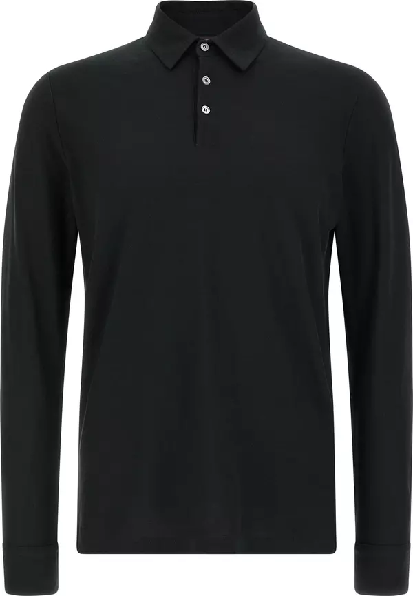 Black Cotton Polo Shirt