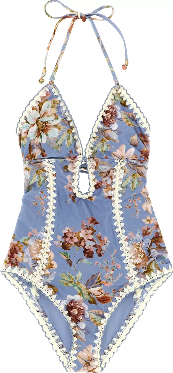 Blue Polyamide One-Piece Swimsuit