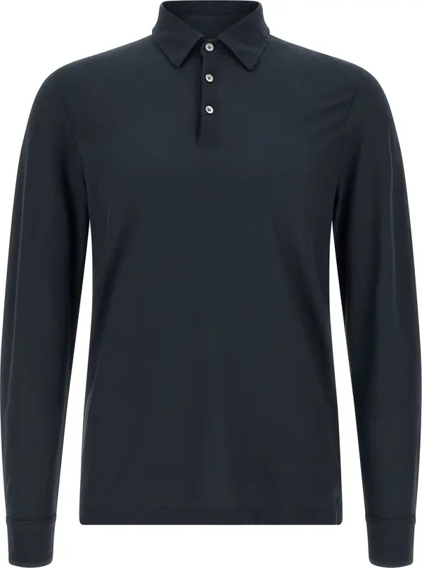 Blue Cotton Polo Shirt