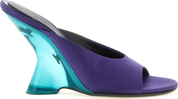 Purple Cotton Wedge Sandals