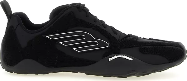 Black Polyester Athletic Sneakers