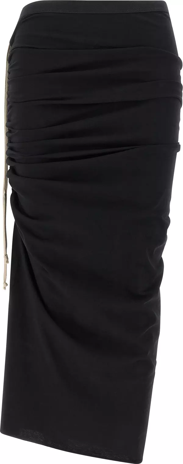 Black Cotton Midi Skirt