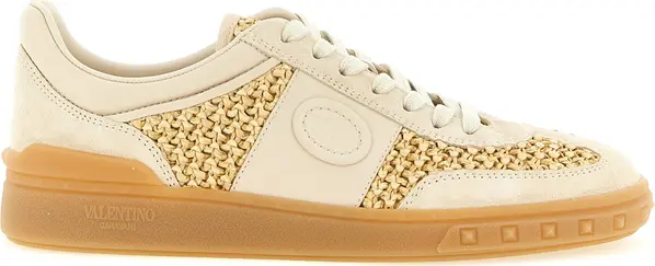 Beige Calfskin Low Top Sneakers