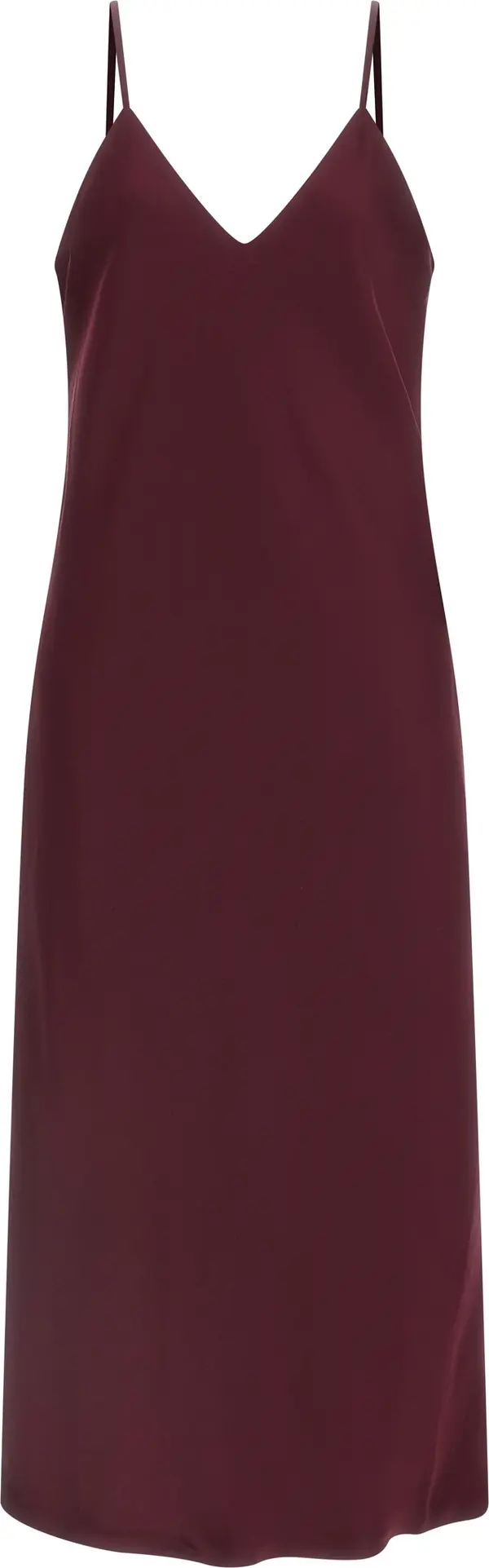 Bordeaux Polyester Midi Dress