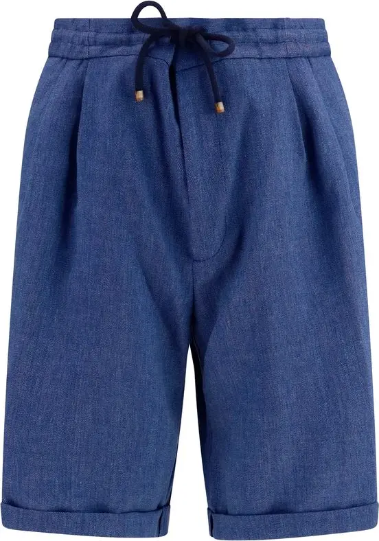 Blue Linen Bermuda Shorts