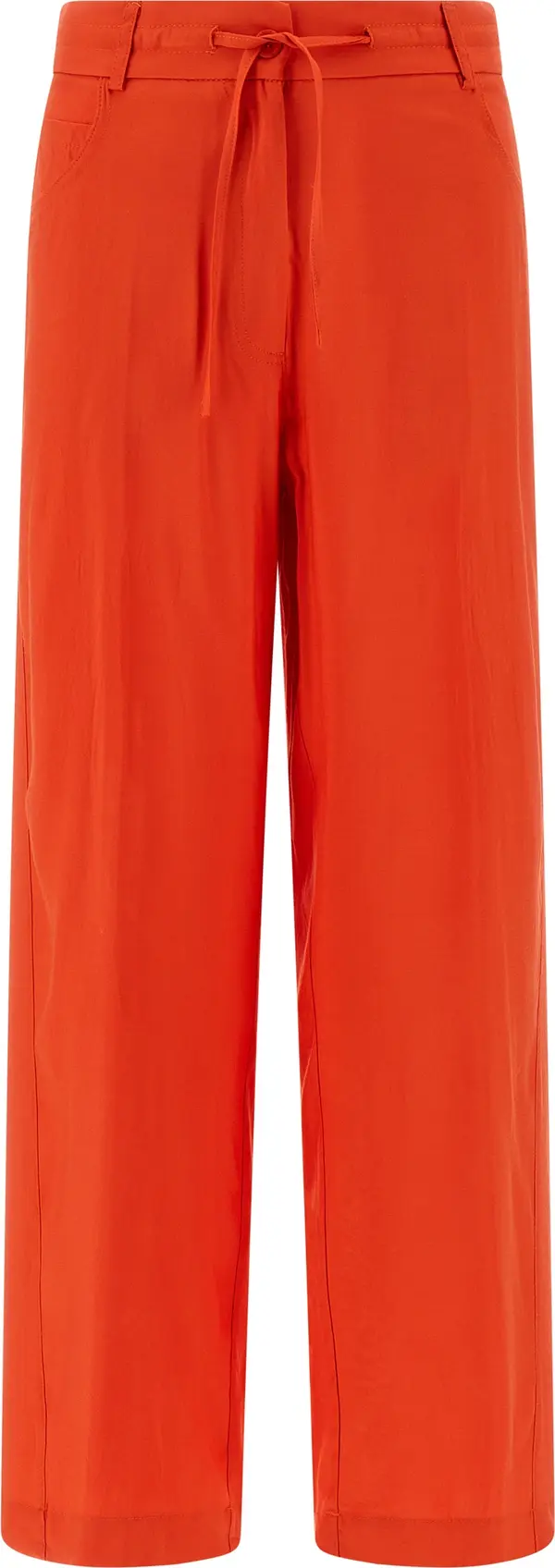 Orange Viscose Casual Pants