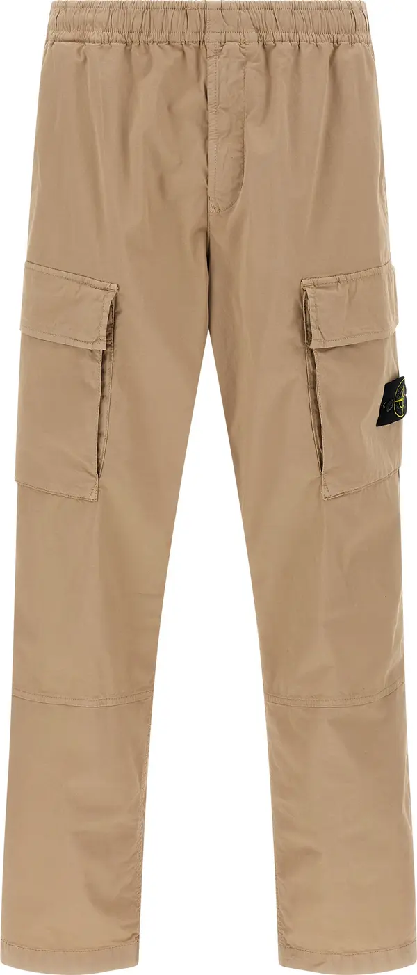 Beige Cotton Cargo Pants