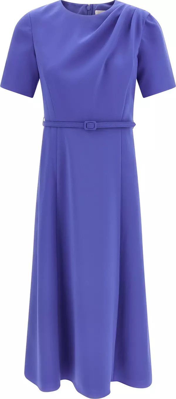 Blue Polyester Midi Dress