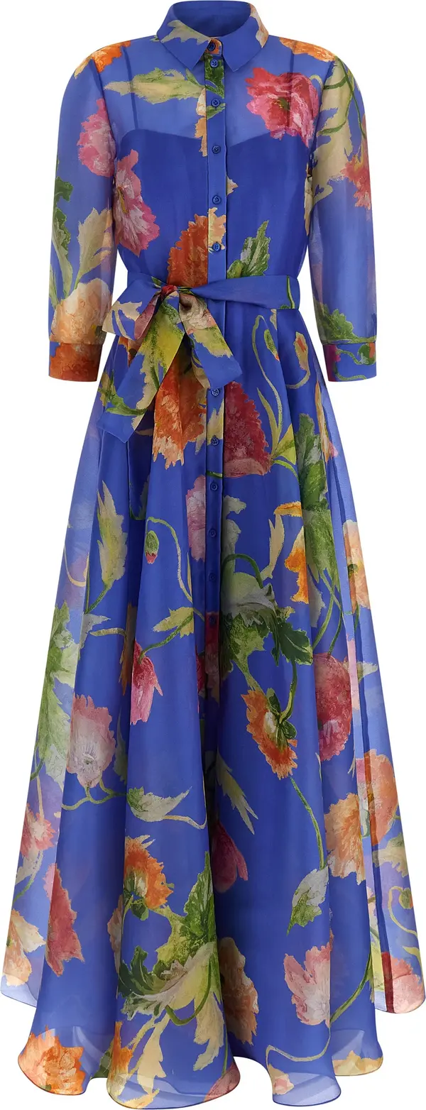 Blue Silk Long Dress
