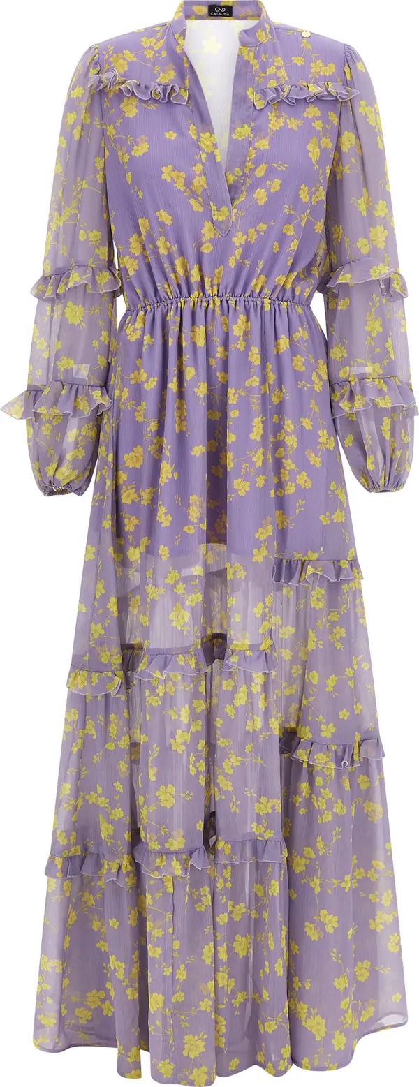 Purple Recycled Polyester Long Dress
