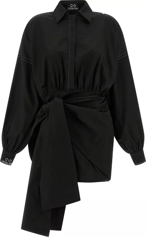Black Polyester Short Dress