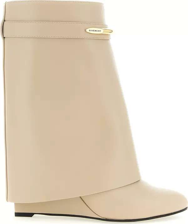 Beige Calfskin Ankle Boots