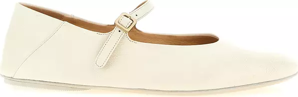 Beige Calfskin Ballet Flats