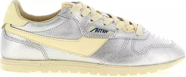 Silver Cowhide Low Top Sneakers