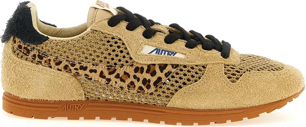 Beige Cotton Athletic Sneakers