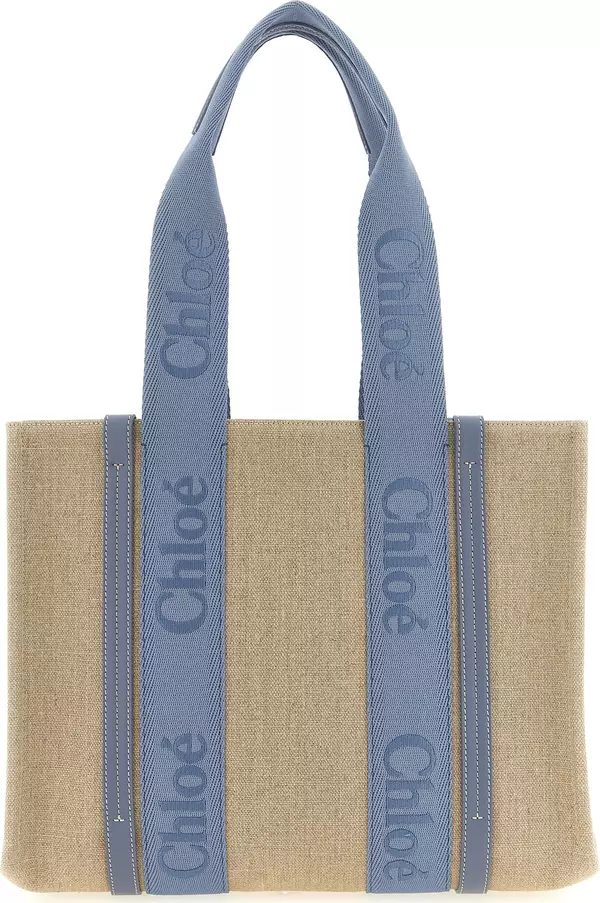Blue Linen Tote Bag