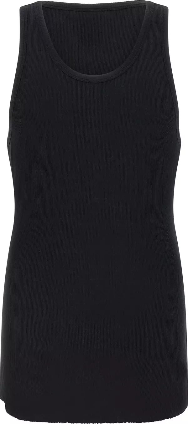 Black Cotton Sleeveles T-Shirt