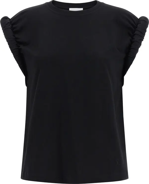 Black Cotton Sleeveles T-Shirt