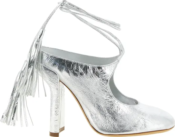 Silver Lamb Leather High Heel Pumps
