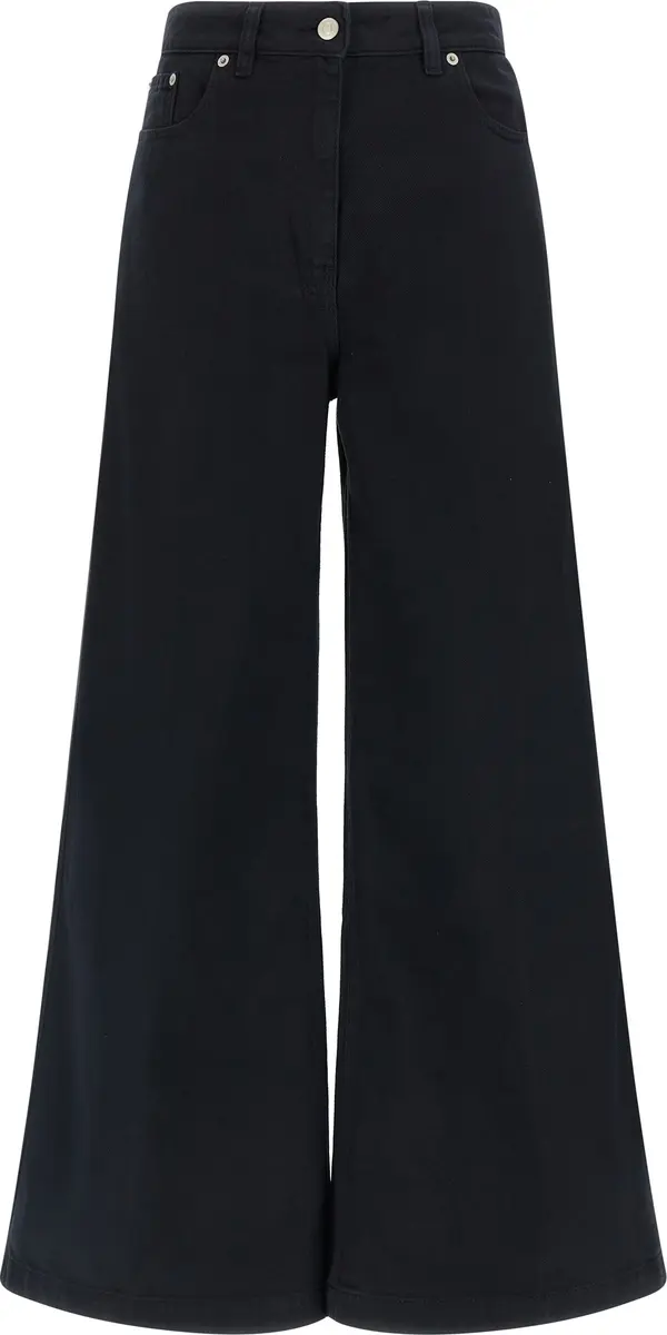 Blue Cotton Flared Pants