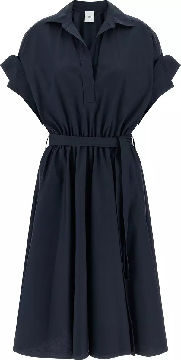 Blue Cotton Midi Dress