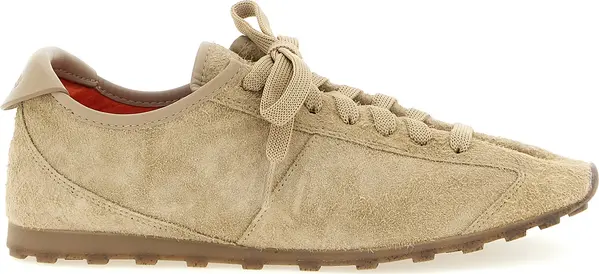 Beige Cowhide Athletic Sneakers