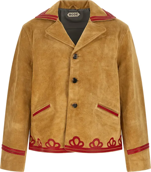 Beige Cowhide Leather Jacket